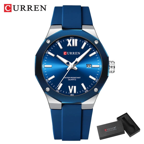Curren 8465 Luxury Men's Wristwatch, Vintage Calendar Quartz Watch for Men, Gold-Tone Fashion Watch with Box