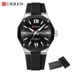 Curren 8465 Luxury Men's Wristwatch, Vintage Calendar Quartz Watch for Men, Gold-Tone Fashion Watch with Box