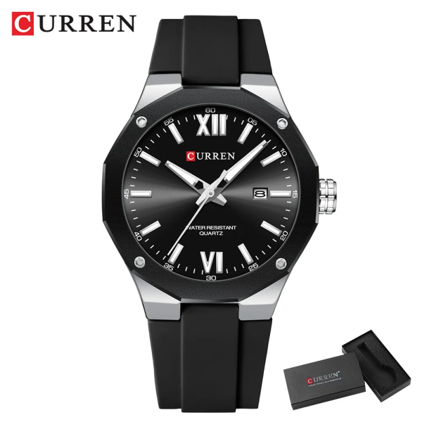 Curren 8465 Luxury Men's Wristwatch, Vintage Calendar Quartz Watch for Men, Gold-Tone Fashion Watch with Box