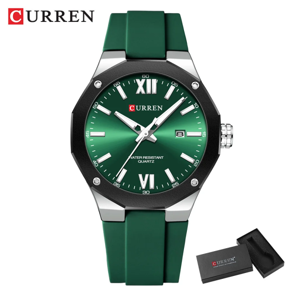 Curren 8465 Luxury Men's Wristwatch, Vintage Calendar Quartz Watch for Men, Gold-Tone Fashion Watch with Box