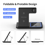 Premium 3-in-1 Magnetic Foldable Wireless Charging Station – 15W Fast Charger for Phone, Smartwatch & Earbuds