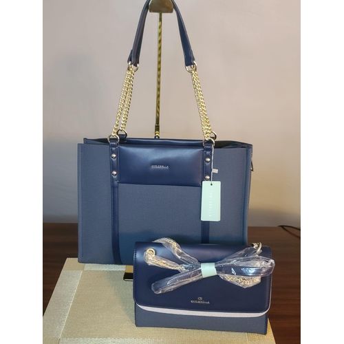 CHRISBELLA Chris-Bella Navy Blue Tote w Sling Purse- 2 in 1