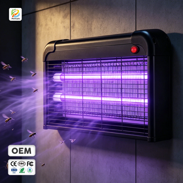 Commercial 365–395nm UV Mosquito Killer Lamp – 2000V Dual-Tube Electric Bug Zapper with 80–150m² Coverage