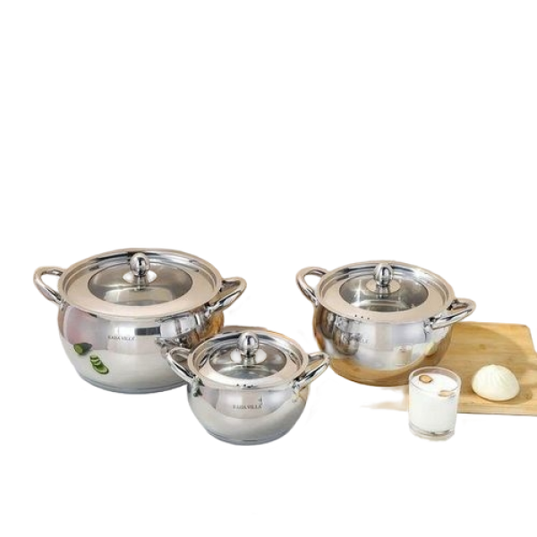 6 Pcs Of Stainless Steel Saucepans Cookware Induction Pots - Silver