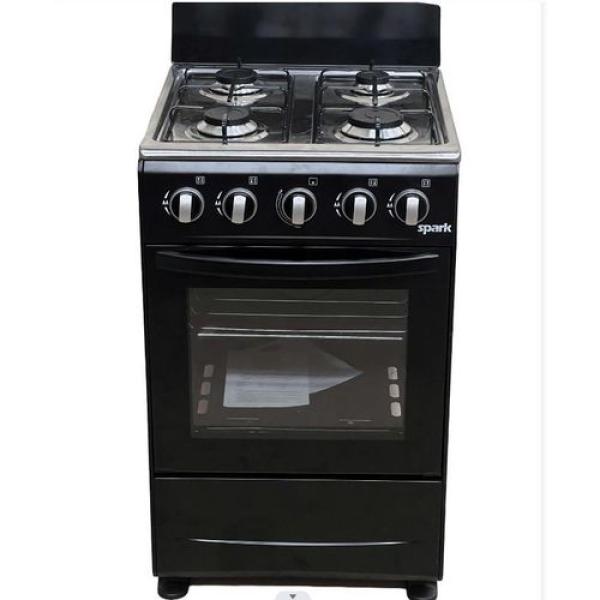 SPARK 4 Gas Cooker with Gas Oven (SK4G, 50x50cm) – 4 Burners, Stainless Steel Hob & Glass Oven Door (Black)