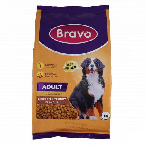 Share this product    Bravo Adult Chicken & Turkey Dog Food 2kg - Premium Dual Protein