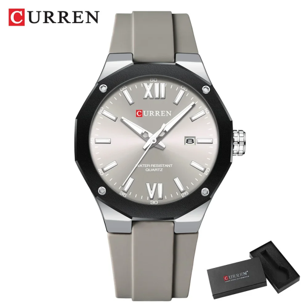 Curren 8465 Luxury Men's Wristwatch, Vintage Calendar Quartz Watch for Men, Gold-Tone Fashion Watch with Box