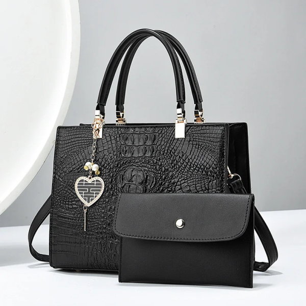 Women's Luxury Crocodile-Pattern Handbag Set (2-Piece)