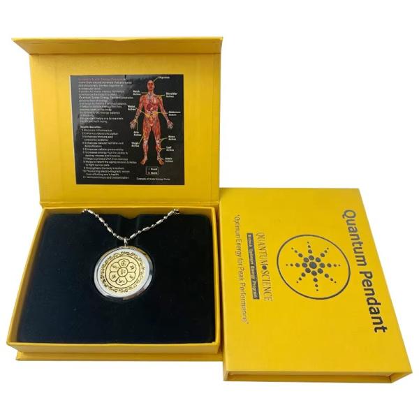 Gold Quantum Scalar Necklace Shungite Emf-protection Jewelry Quantum Energy Pendant