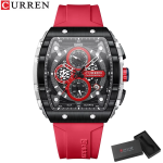 Curren Luxury Men's Chronograph Quartz Watch – Silicone Strap, Calendar Display, Waterproof Fashion Sports Wristwatch with Gift Box