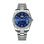 Luxury Men's Stainless Steel Quartz Watch – Day & Date Display, Waterproof Business Dress Wristwatch