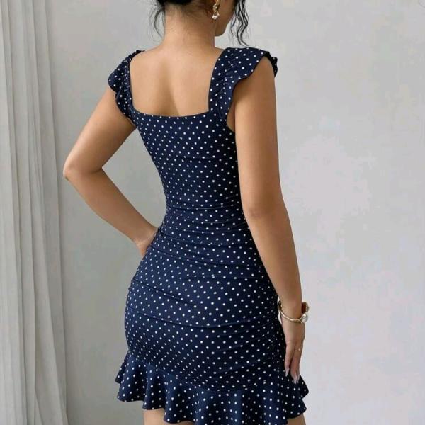 Vintage Polka Dot Ruffle Mini Dress