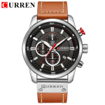 Curren Luxury Men's Chronograph Quartz Watch – Genuine Leather Strap, Calendar Display, Waterproof Fashion Business Wristwatch