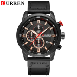 Curren Luxury Men's Chronograph Quartz Watch – Genuine Leather Strap, Calendar Display, Waterproof Fashion Business Wristwatch