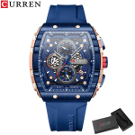 Curren Luxury Men's Chronograph Quartz Watch – Silicone Strap, Calendar Display, Waterproof Fashion Sports Wristwatch with Gift Box