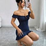 Vintage Polka Dot Ruffle Mini Dress
