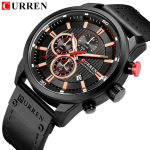 Curren Luxury Men's Chronograph Quartz Watch – Genuine Leather Strap, Calendar Display, Waterproof Fashion Business Wristwatch