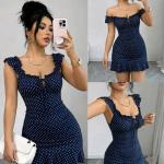 Vintage Polka Dot Ruffle Mini Dress