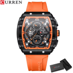 Curren Luxury Men's Chronograph Quartz Watch – Silicone Strap, Calendar Display, Waterproof Fashion Sports Wristwatch with Gift Box