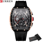 Curren Luxury Men's Chronograph Quartz Watch – Silicone Strap, Calendar Display, Waterproof Fashion Sports Wristwatch with Gift Box