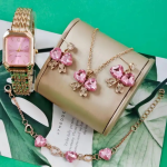 Women’s Luxury Quartz Watch & Jewelry Gift Set – Gold-Tone Fashion Accessories Collection