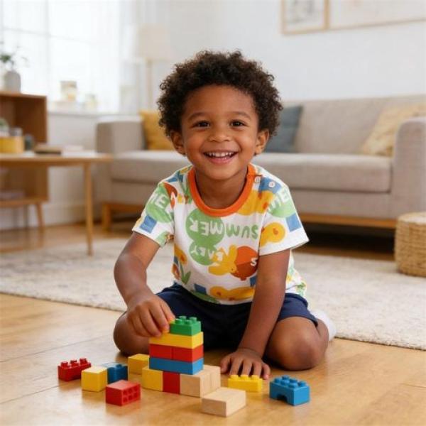 2Pcs/set 1-4 Y Kids Short Set,Baby Boy T-shirt + Shorts-Pure Cotton，Cute