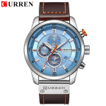Curren Luxury Men's Chronograph Quartz Watch – Genuine Leather Strap, Calendar Display, Waterproof Fashion Business Wristwatch
