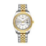 Luxury Men's Stainless Steel Quartz Watch – Day & Date Display, Waterproof Business Dress Wristwatch